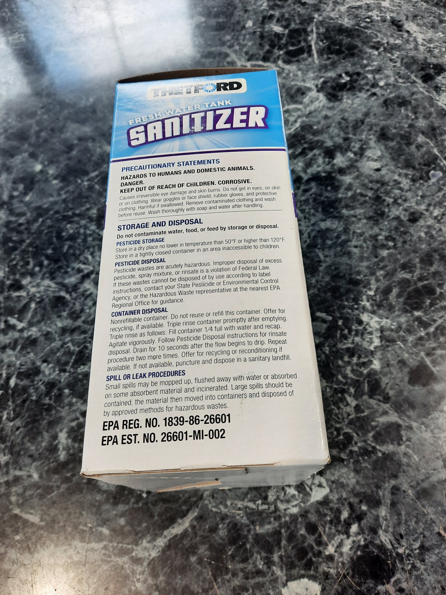 Fresh Water Tank Sanitizer