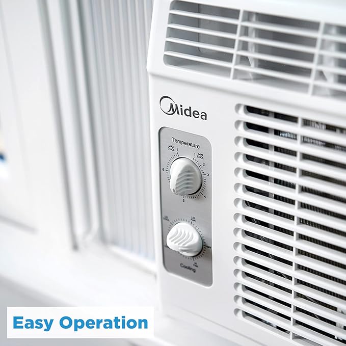 Midea 5,000 BTU EasyCool Small Window Air Conditioner - Cool up to 150 Sq. Ft. with Easy-to-Use Mechanical Controls and Reusable Filter,