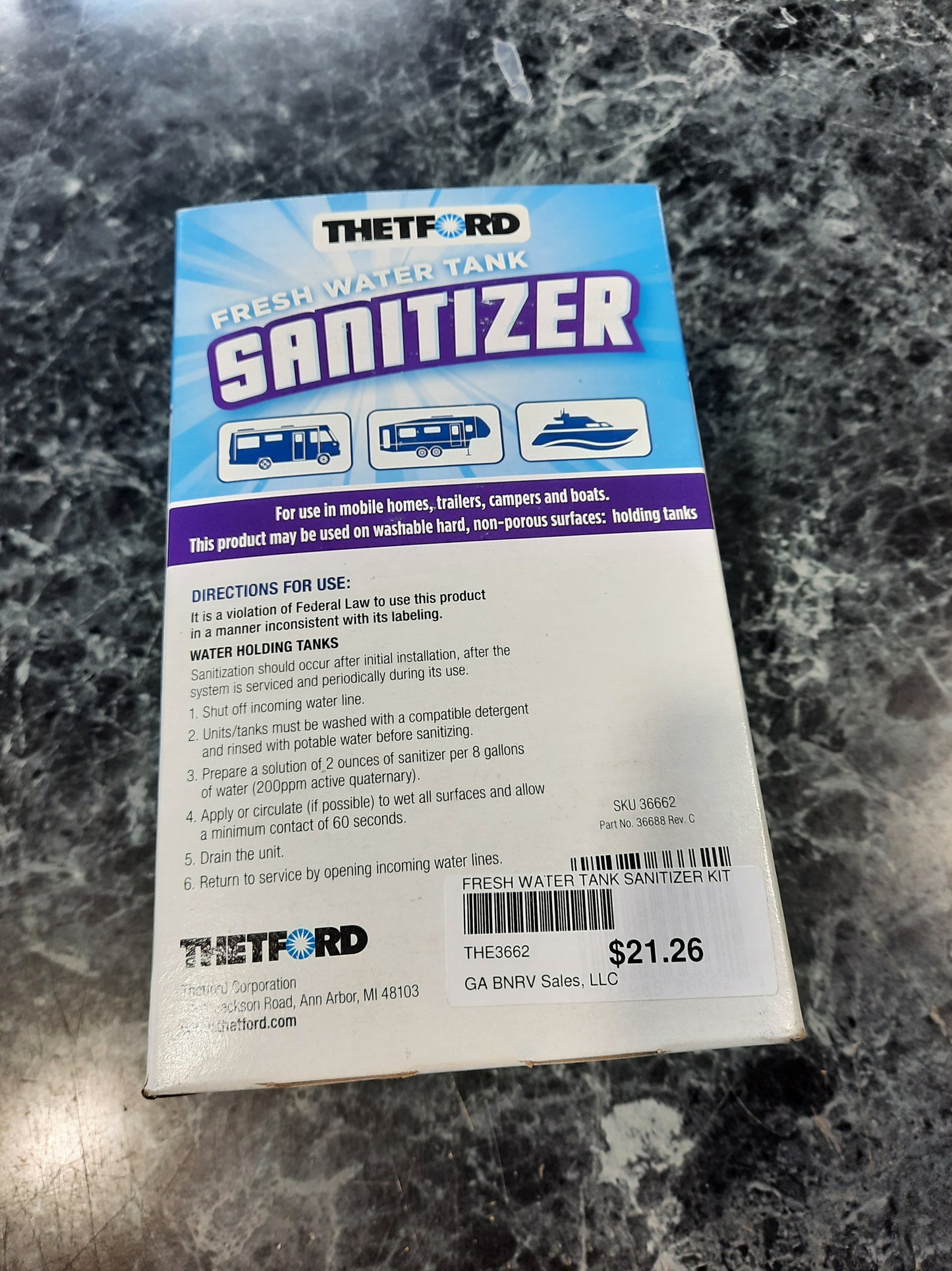 Fresh Water Tank Sanitizer