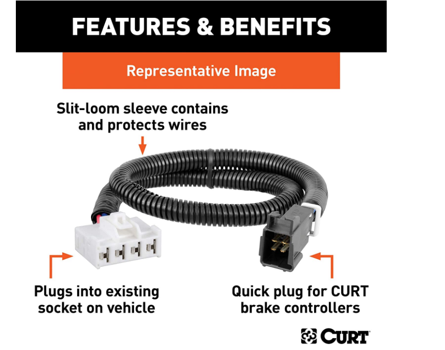 CURT 51323 Quick Plug Electric Trailer Brake Controller Wiring Harness