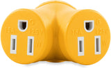 Camco PowerGrip Heavy Duty 3-Prong Generator Adapter (30M/2 x 15F) - Durable Construction for Safe and Simple Use