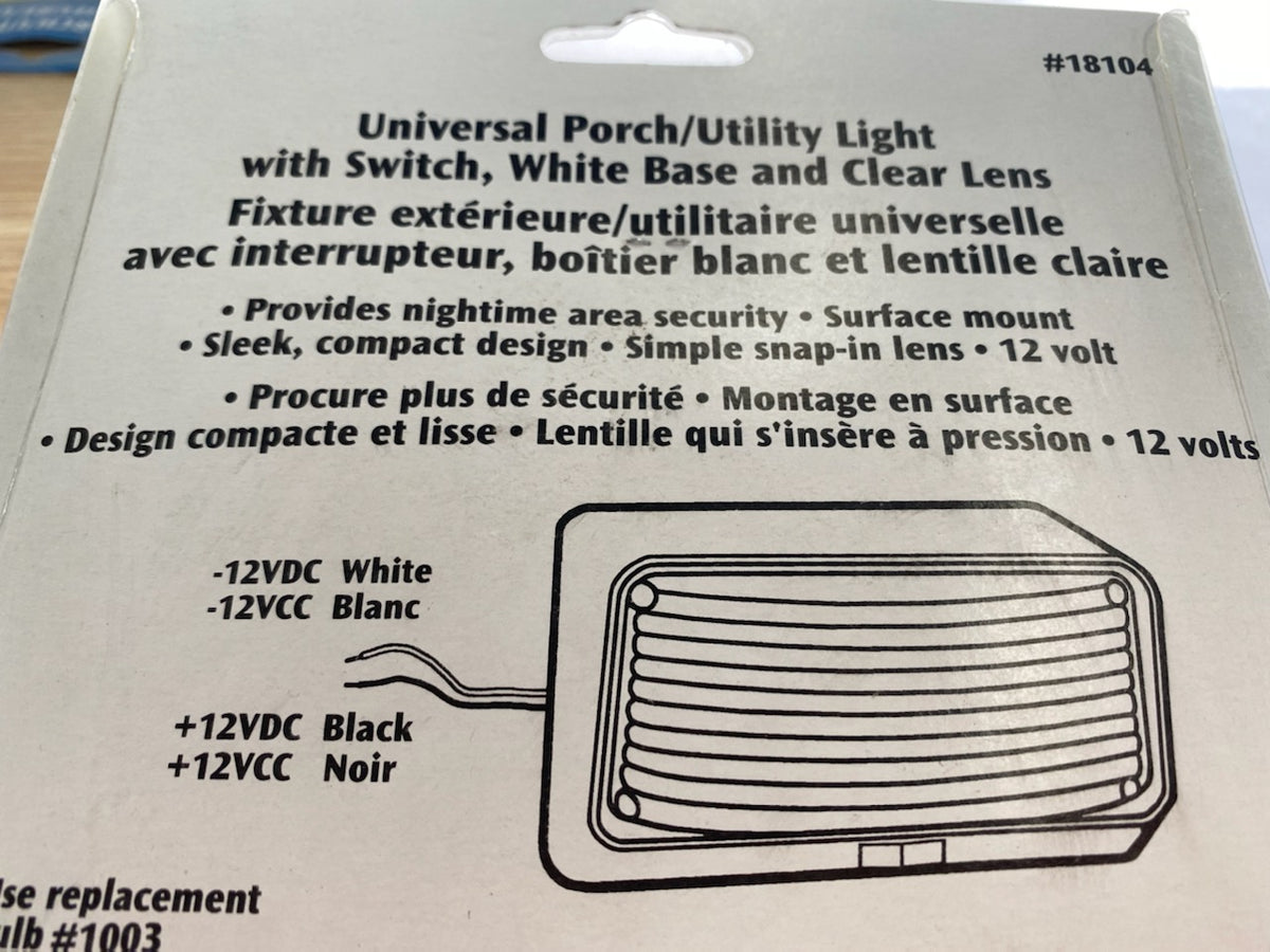 Universal Porch Light for RV